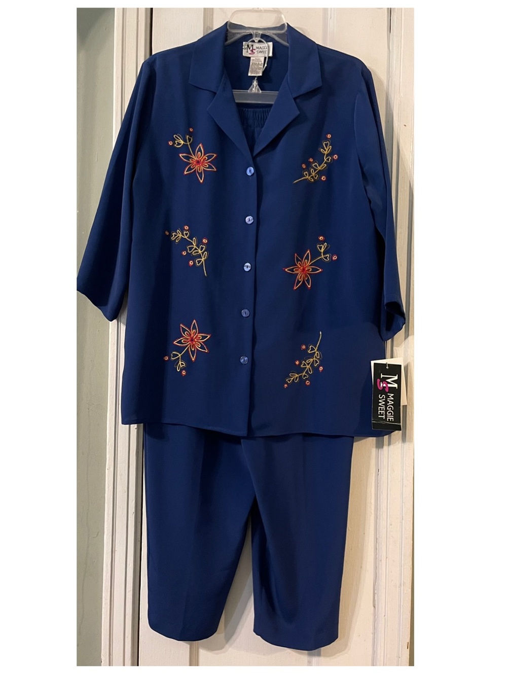 NWT Maggie Sweet Navy Embroidered Pantsuit